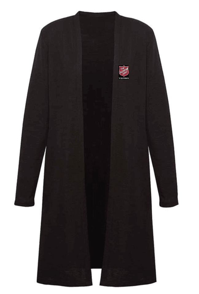 Salvation Army Ladies  Chelsea Long Line Cardigan - Black